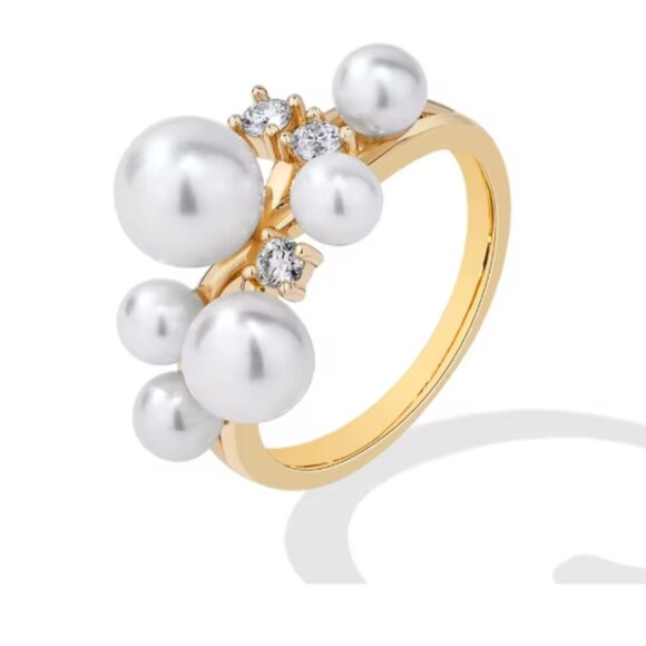 Pearl and Moissanite Diamond Ring, LUXURY ring, Women's Ring, Women's Jewelry - Picture 2 of 2